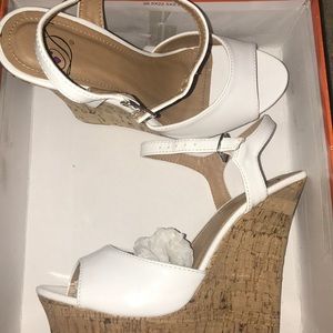 White Open Toed Wedges